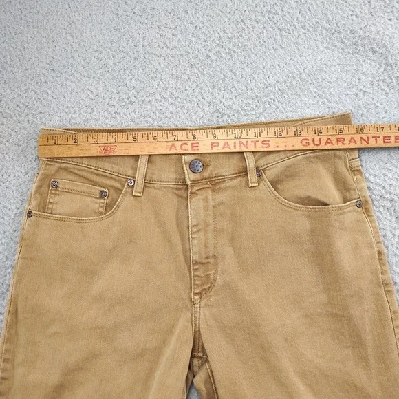 Mott & Bow Jeans Mens 32x32 Tan Khaki Straight Merc Double Stitch Denim